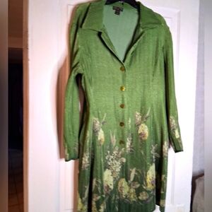 Green Floral Button-Up Dress